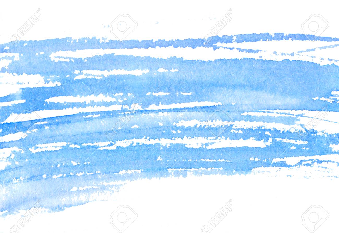 blue watercolor texture of dry brush strokes horizontal background
