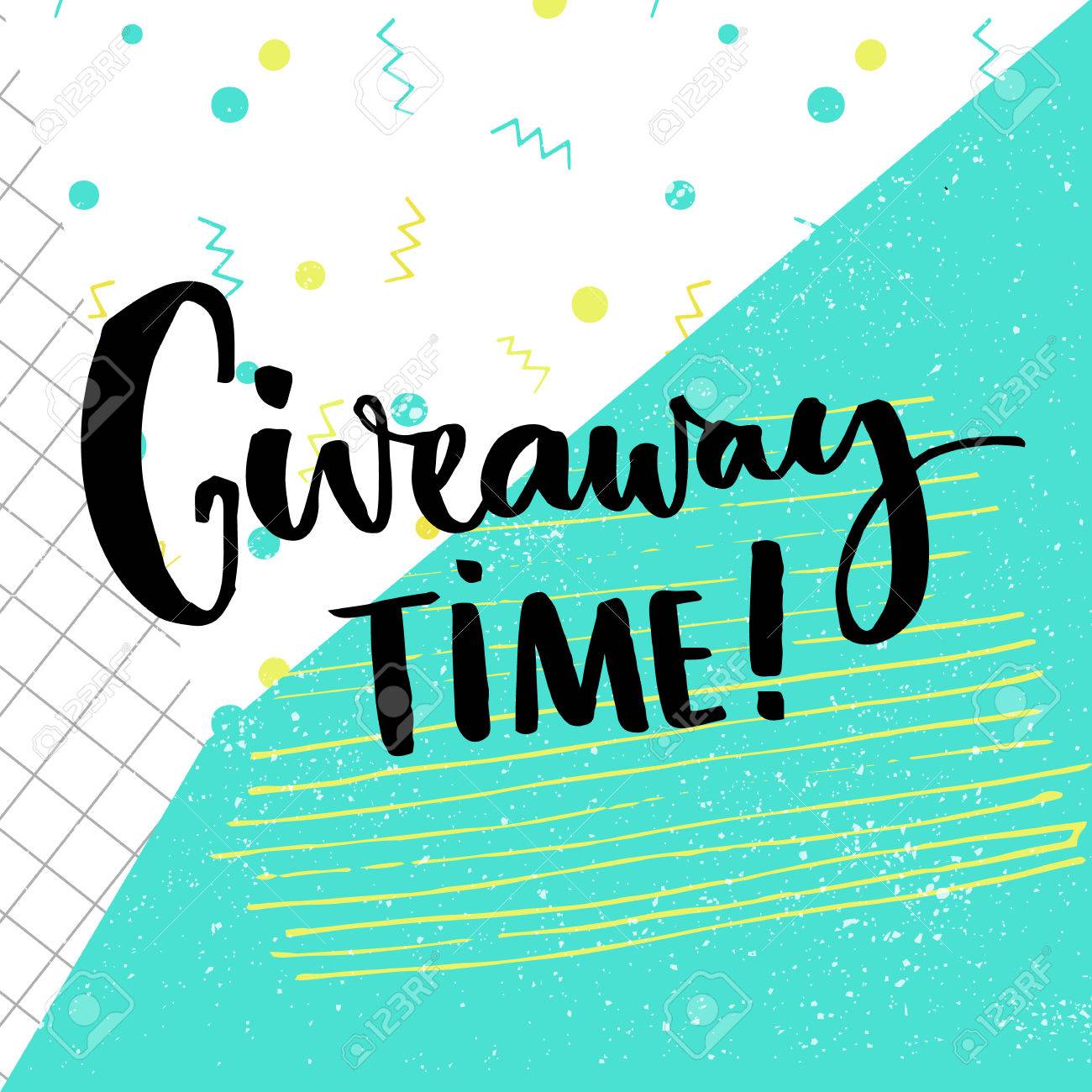 giveaway time text for social media contest brush calligraphy