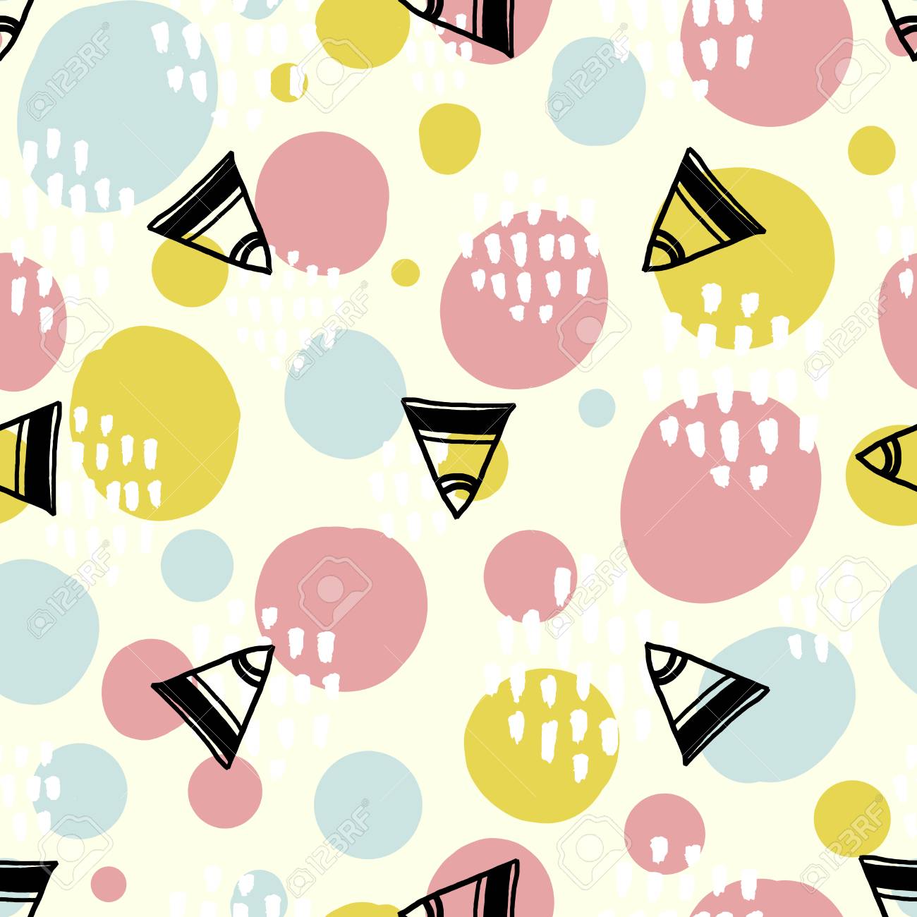 pop background with simple geometry shapes circles and triangles