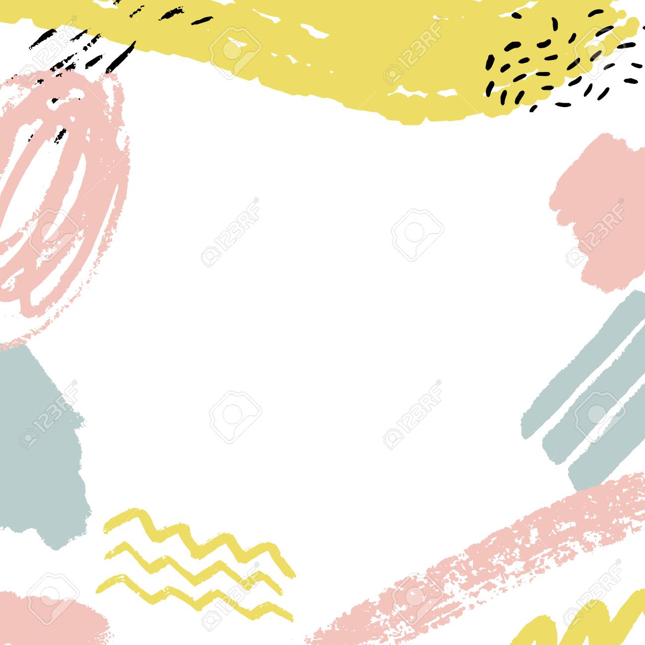 ペイントブラシストロークでミニマルな背景 白 パステルピンクと青の色で手描きの質感 のイラスト素材 ベクタ Image