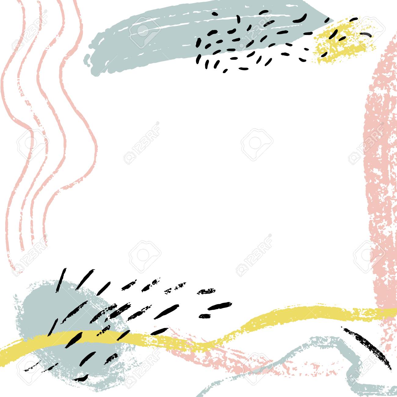 ペイントブラシストロークでミニマルな背景 白 パステルピンクと青の色で手描きの質感 のイラスト素材 ベクタ Image