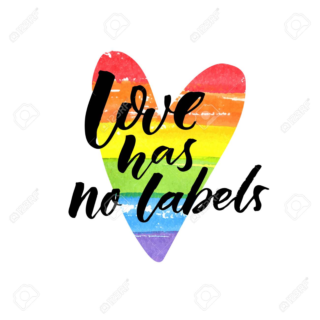 Love Has No Labels Inspirational Lgbt Slogan Brush Lettering - 
