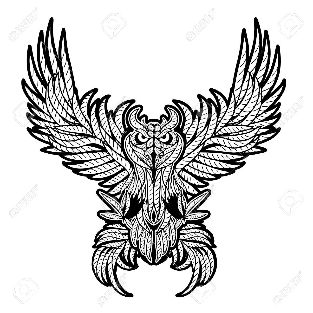 vintage owl tattoo style