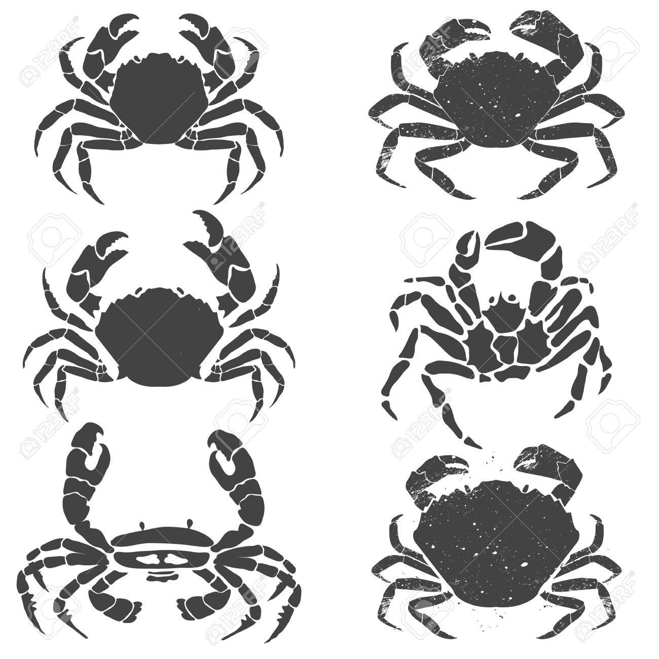 set of the crabs label or emblem design template seafood vector