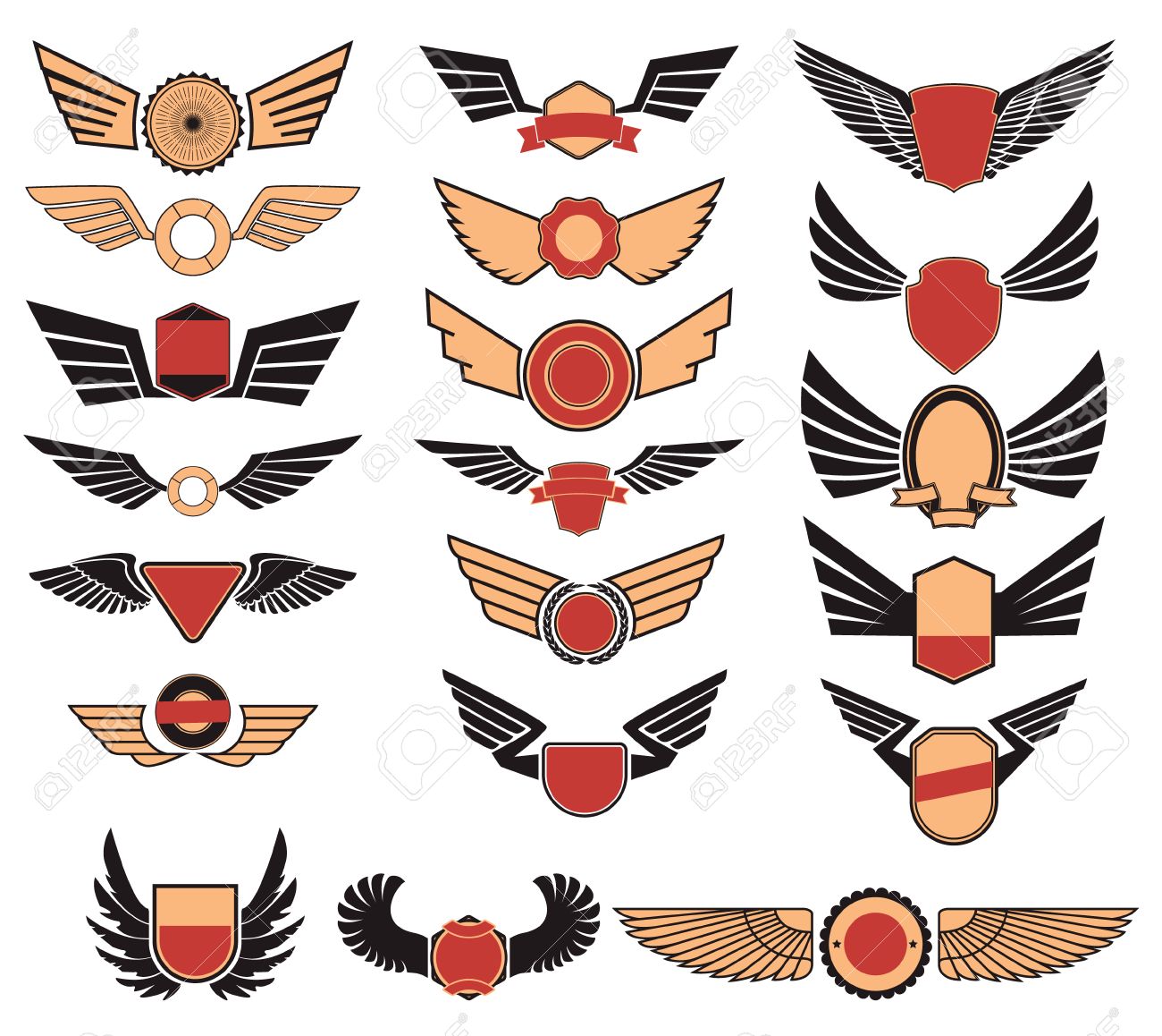 aviation insignia wing set set of the emblems with wings retro