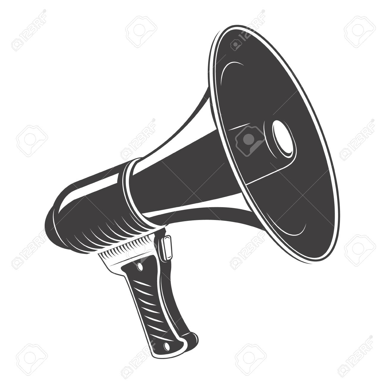 メガホンのモノクロ アイコンが白い背景に分離されました メガホン アイコン のイラスト素材 ベクタ Image