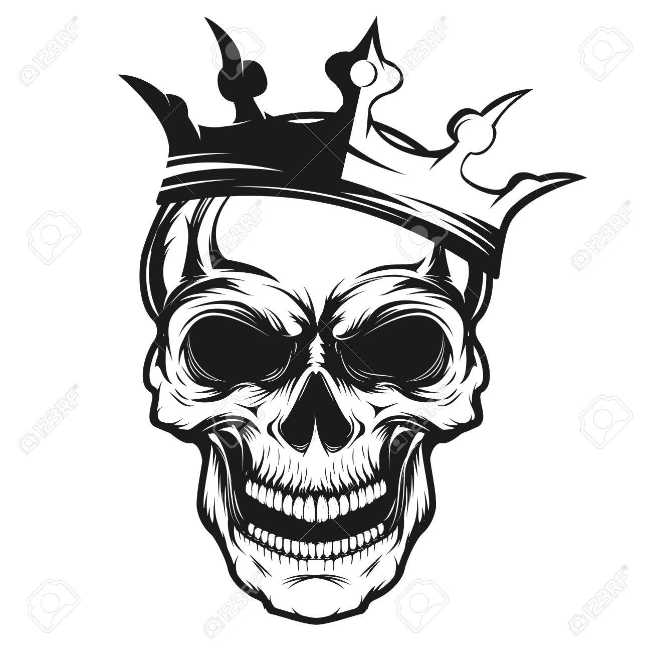 Skull with crown. Design element for emblem, badge, sign, t-shirt print. Vector illustration. - 69649807 Skull with crown. Design element for emblem, badge, sign, t-shirt print. Vector illustration. - 69649807
