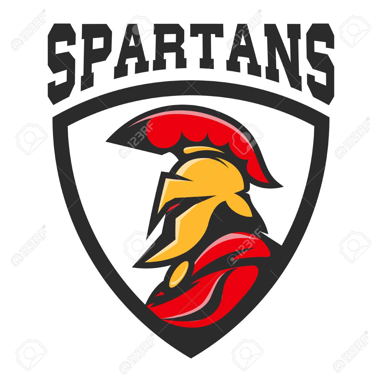 spartan helmet military emblem design element for logo label