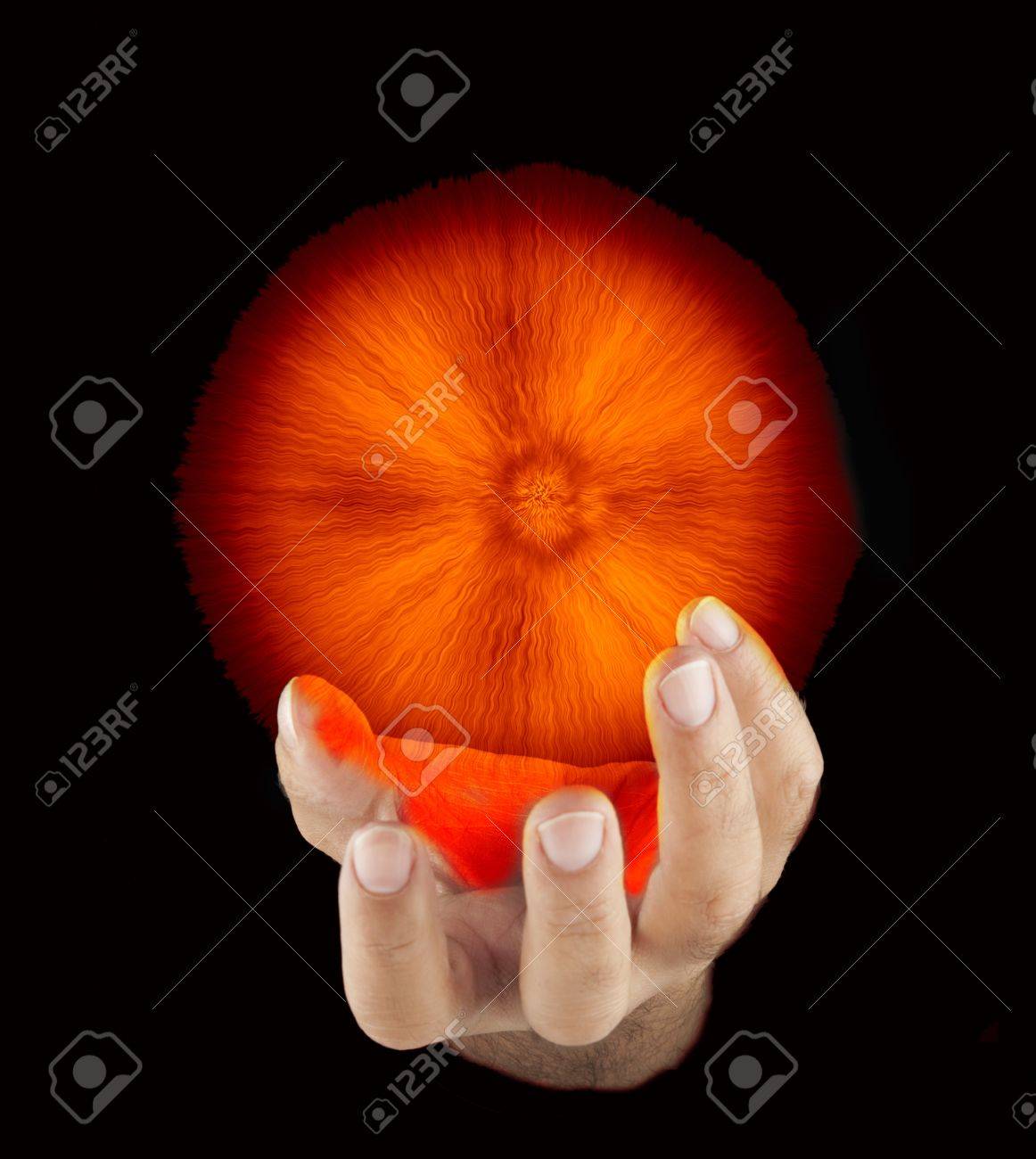 白人男性片手元気玉 の写真素材 画像素材 Image