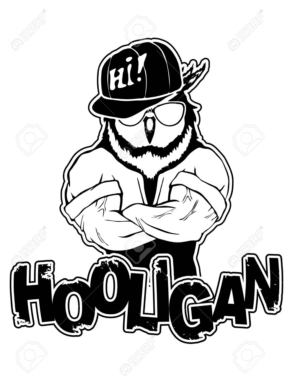 print on t shirt hooligan with a owl image royalty free cliparts