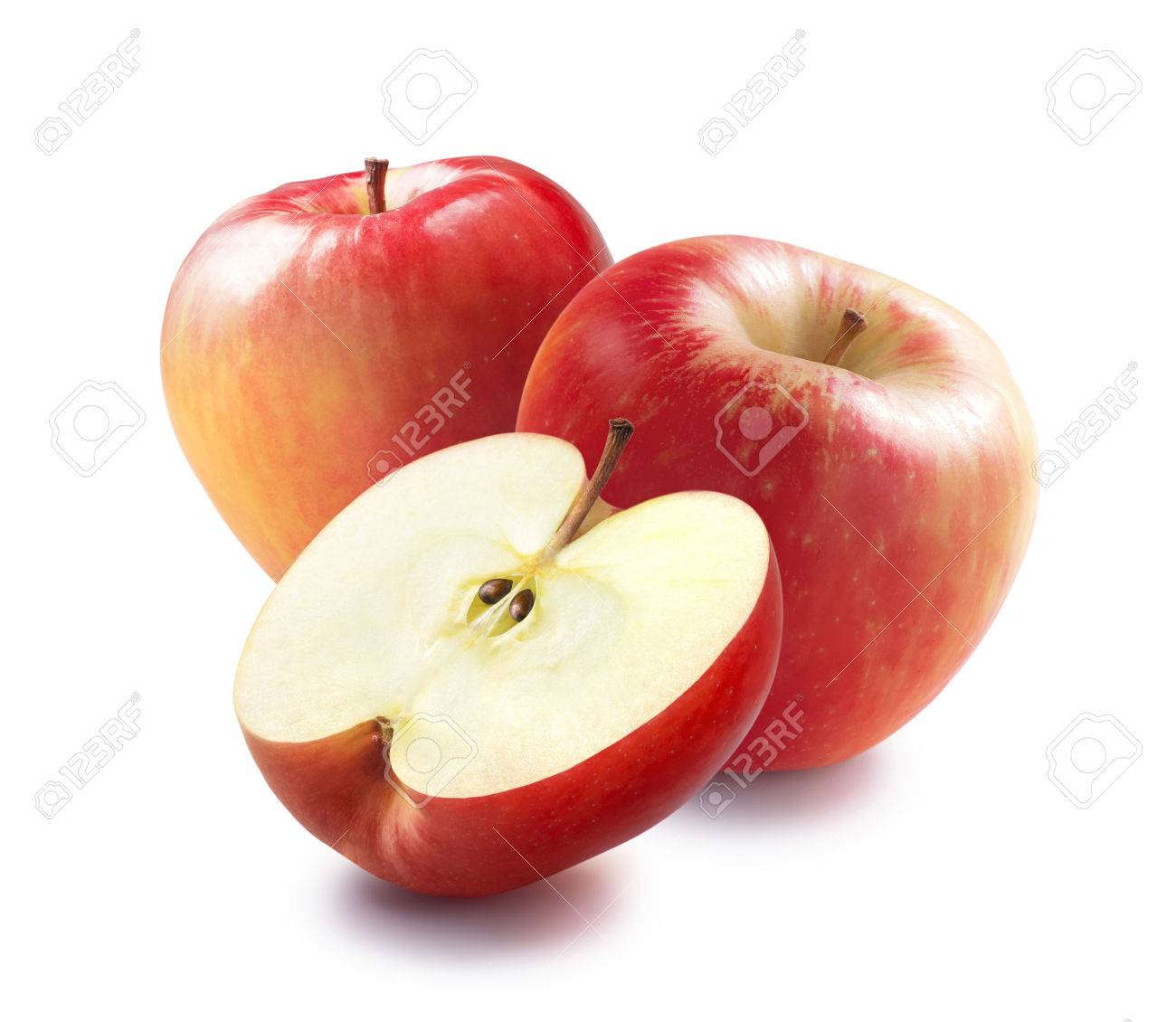 Honey Crunch Red Apples And Half Isolated On White Background Stock Photo Picture And Royalty Free Image Image