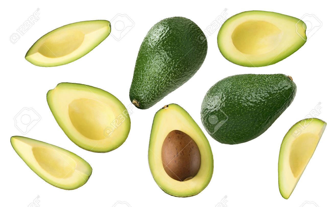 Avocado pieces set isolated on white background as package design element - 47719442 Avocado pieces set isolated on white background as package design element - 47719442