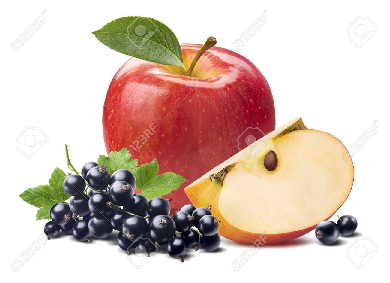 Red apple black currant isolated on white background as package design element - 51009845 Red apple black currant isolated on white background as package design element - 51009845