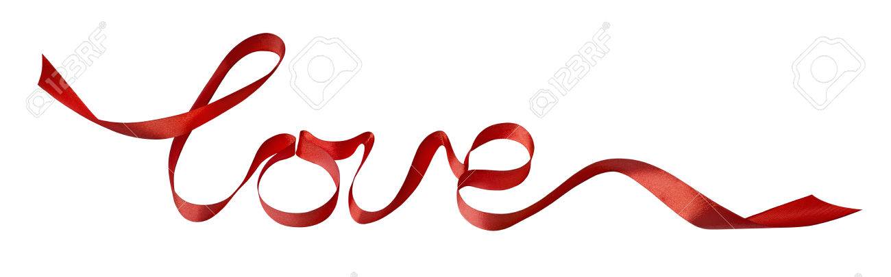 valentine red love ribbon design element isolated on white