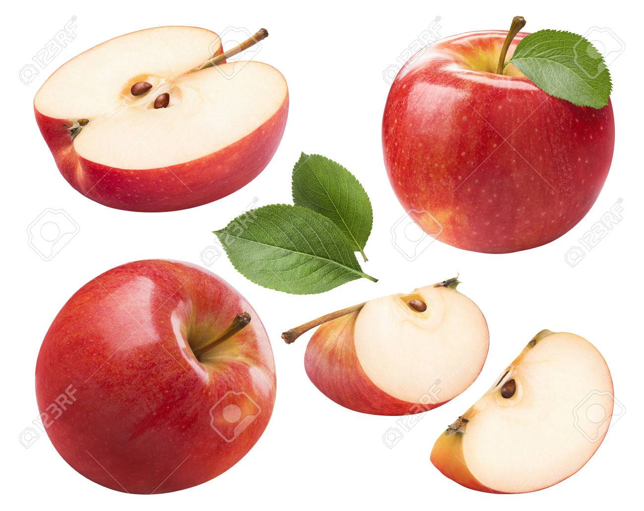 Red apple whole pieces set isolated on white background as package design element - 67178305 Red apple whole pieces set isolated on white background as package design element - 67178305