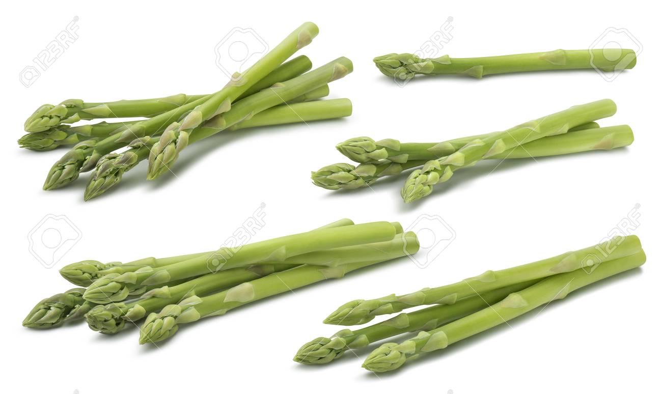 Green raw asparagus set 2 isolated on white background - 94070908 Green raw asparagus set 2 isolated on white background - 94070908