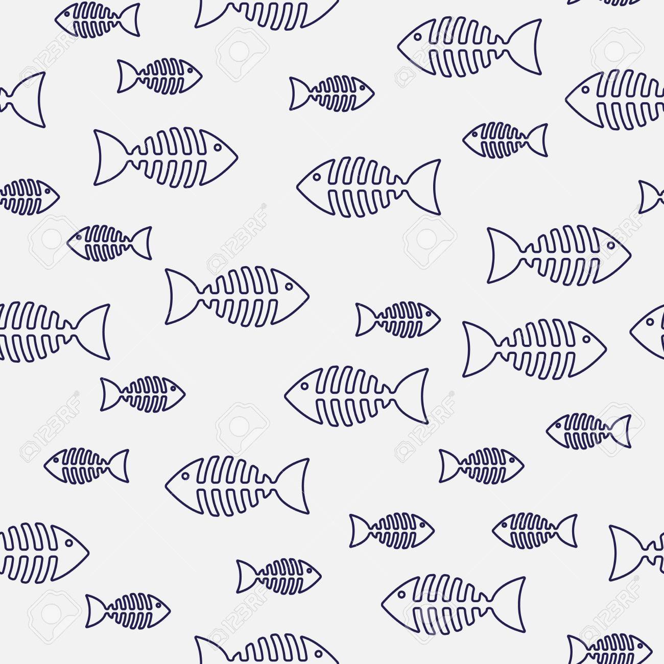 fish bone seamless pattern vector illustration royalty free