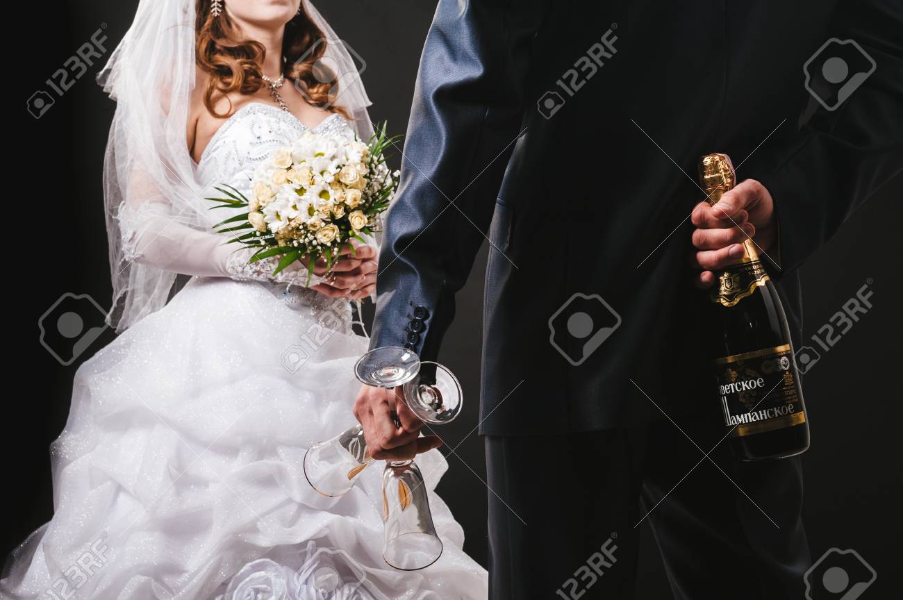 Champagne Black Wedding Dress