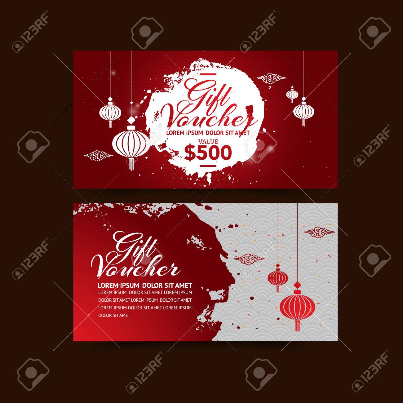 chinese new year gift voucher design template royalty free cliparts