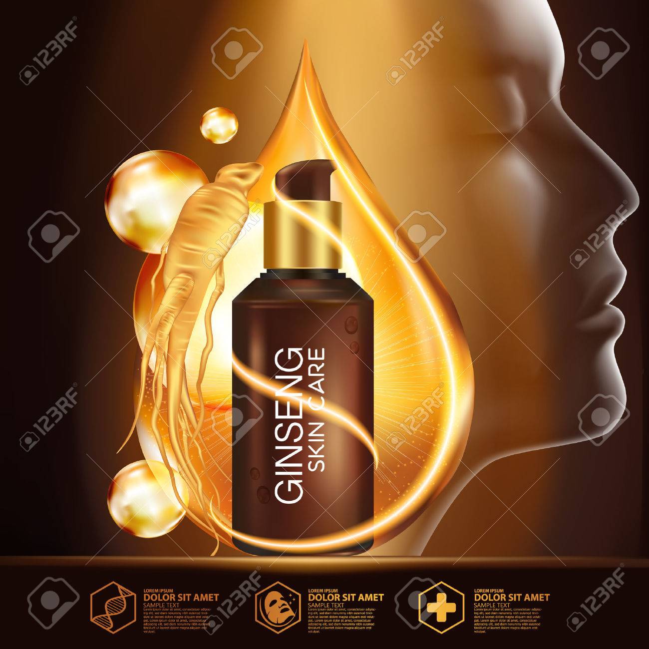 高麗人参血清肌ケア化粧品のイラスト素材 ベクタ Image