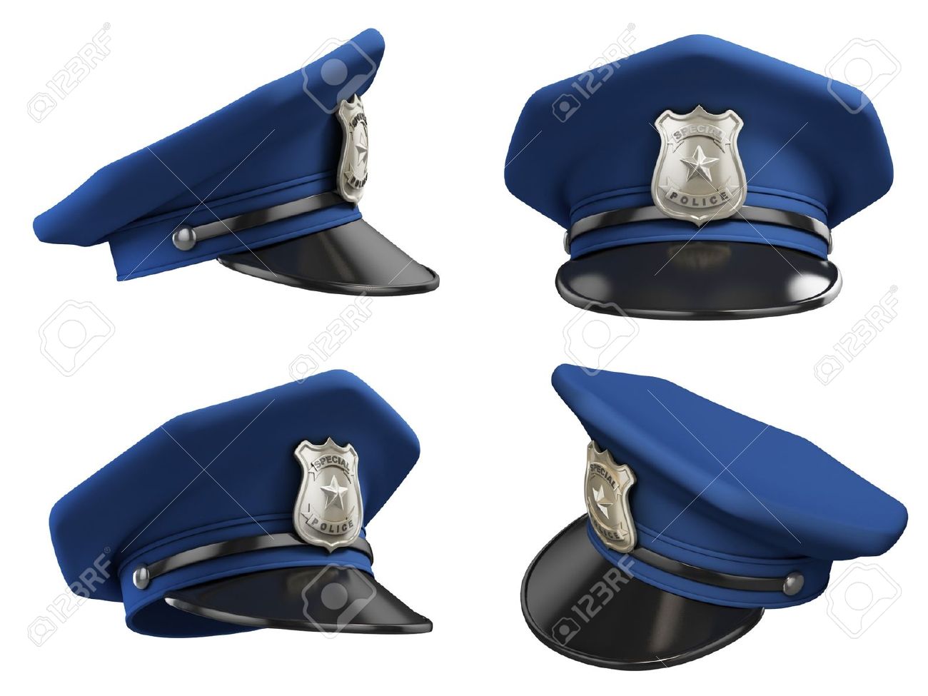 policeman hat from various angles 3d illustration stock photo