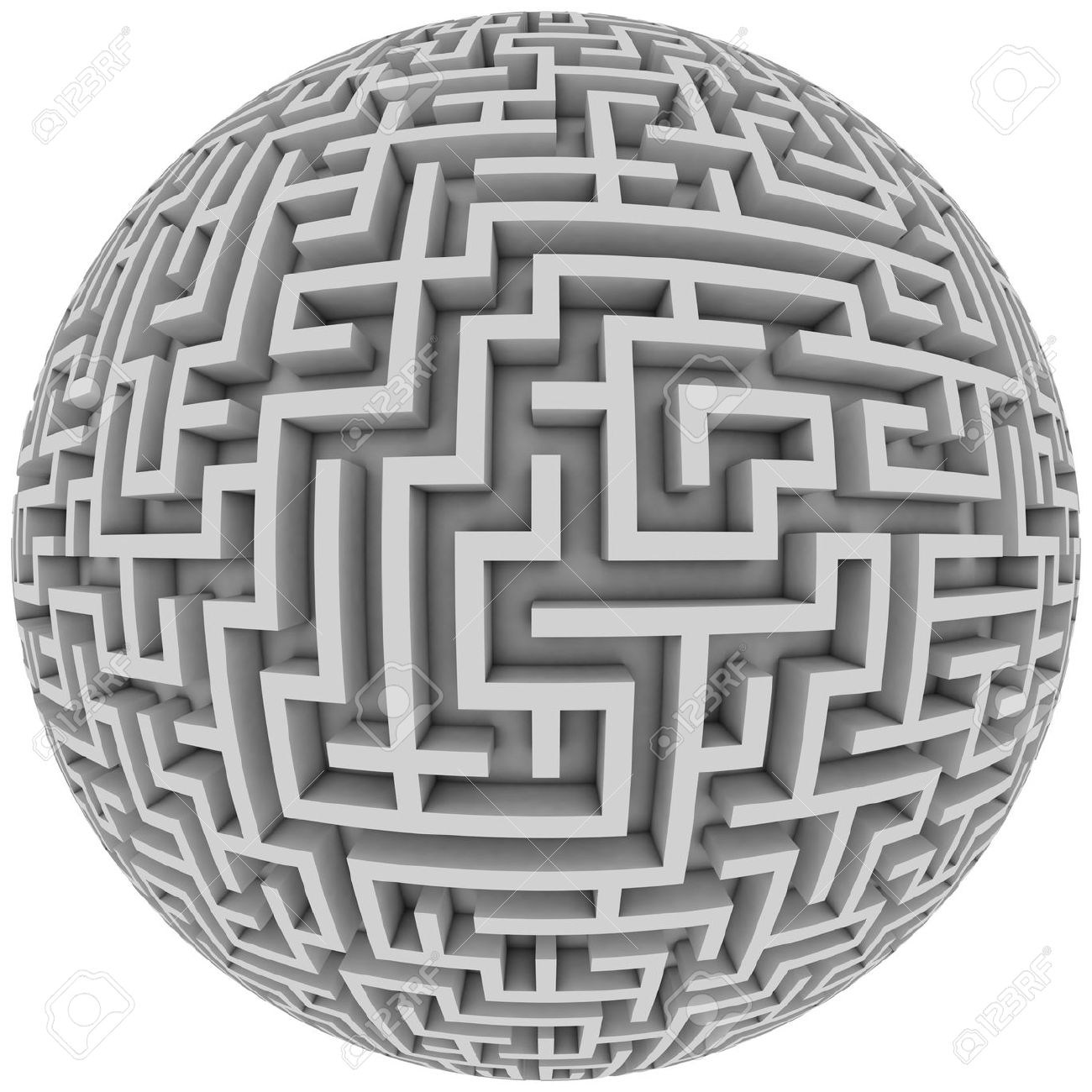 labyrinth planet endless maze with spherical shape 3d illustration
