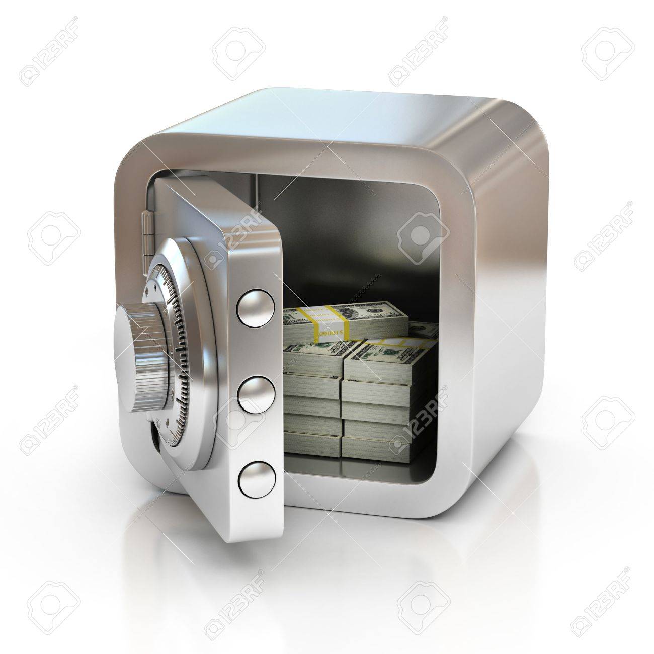 Открыть Сейф, Полный Денег Фотография, Картинки, Изображения И.