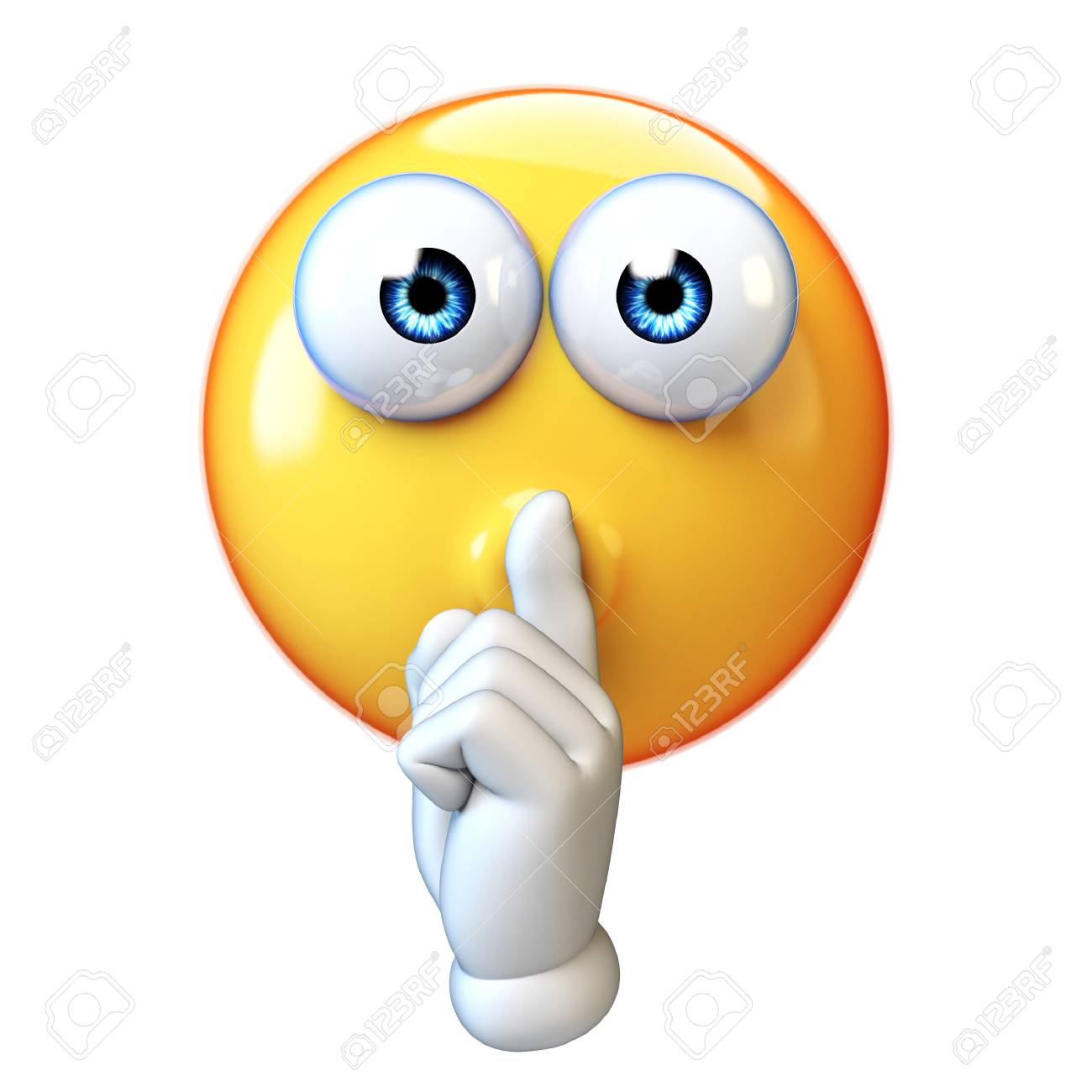 白い背景に 彼の口の中の 3 D 描画を指で絵文字に分離された沈黙の手ジェスチャーを作る絵文字 の写真素材 画像素材 Image 91458933