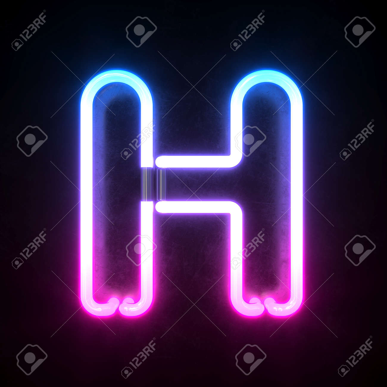 Neon 3d Font, Blue And Pink Neon Light 3d Rendering, Letter H Фотография,  картинки, изображения и сток-фотография без роялти. Image 149748948