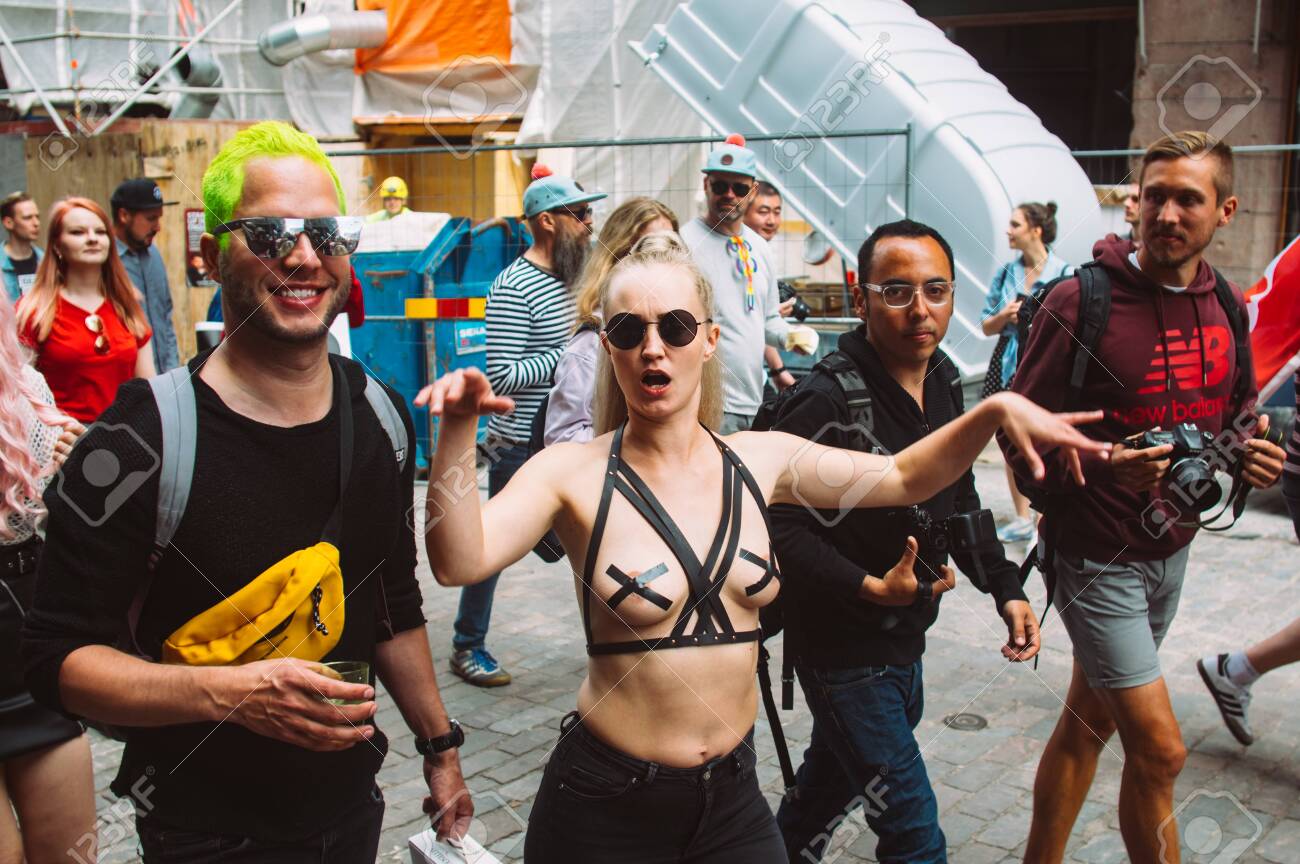 boobs street Helsinki, Finland - June 29, 2019: Woman With Naked Breasts On Helsinki  Pride Festival On The Street Stock Photo, Picture and Royalty Free Image.  Image 137285773.