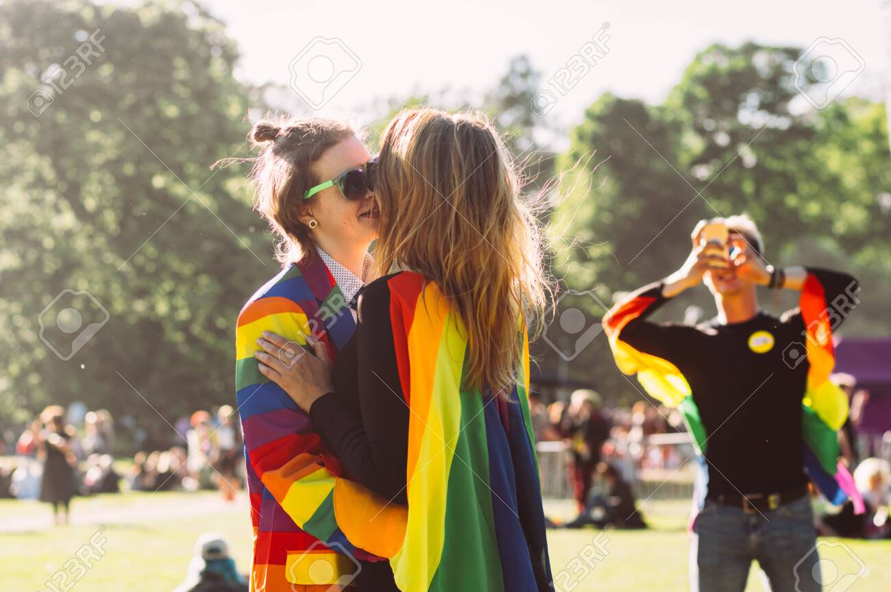 Helsinki Finland June 29 19 Two Girls Kissing On Helsinki Stock Photo Picture And Royalty Free Image Image