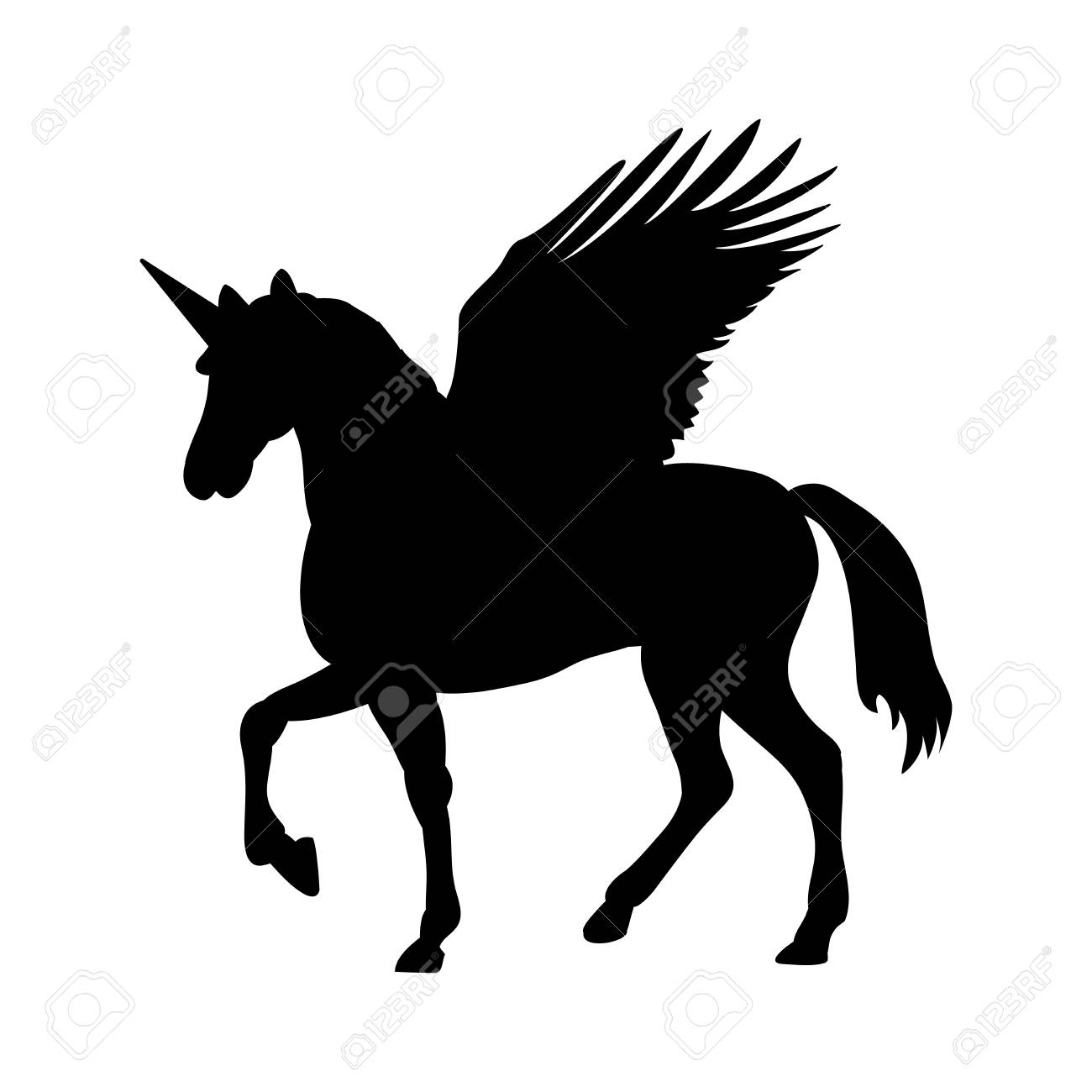 Pegasus Unicorn Silhouette Mythology Symbol Fantasy Tale Royalty Free Cliparts Vectors And Stock Illustration Image