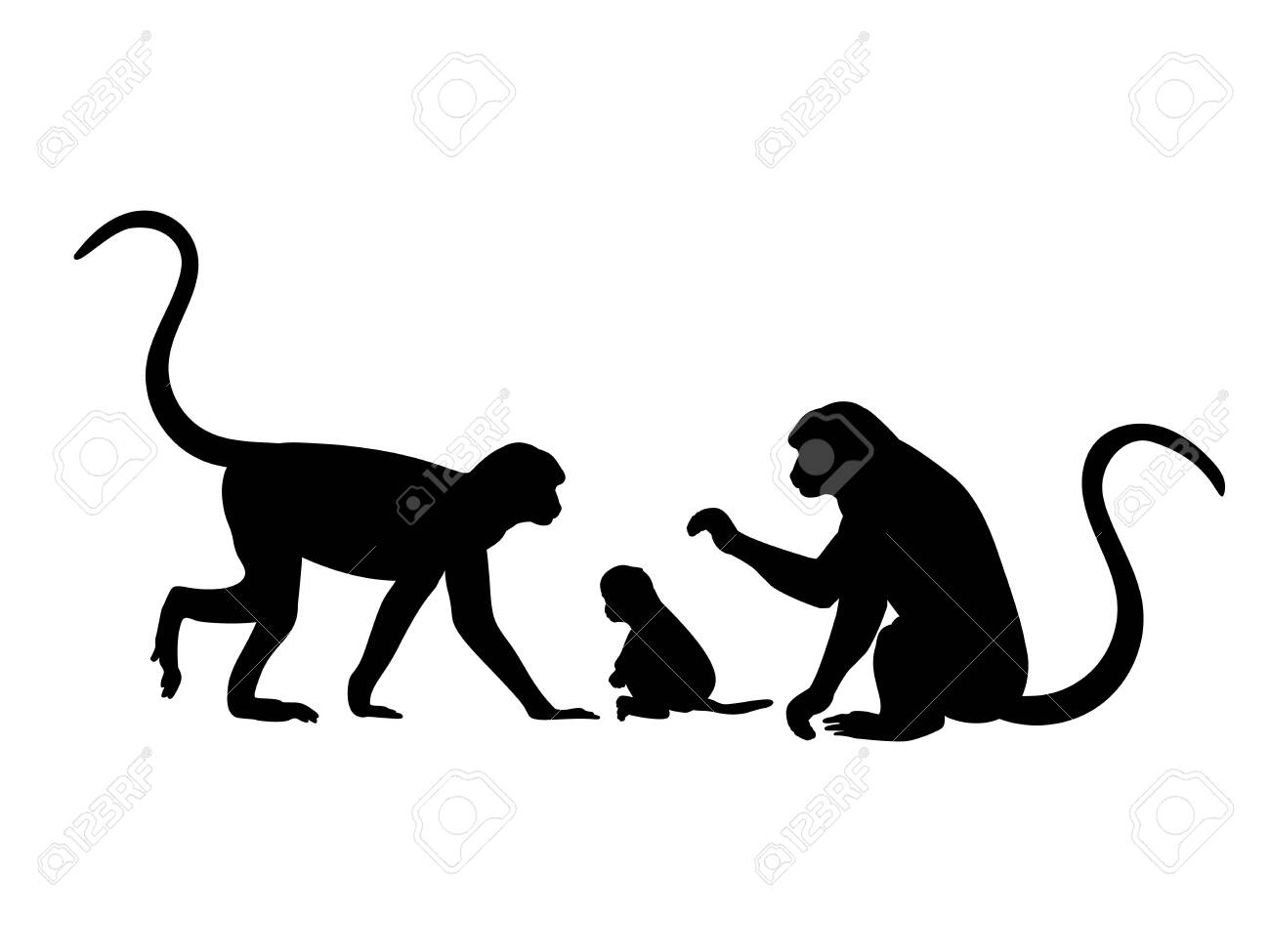 Download Monkey Family Silhouettes Of Animals Royalty Free Cliparts Vectors And Stock Illustration Image 133686077 PSD Mockup Templates