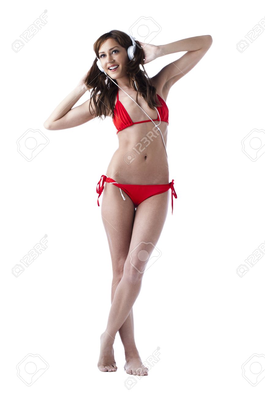 Front View Image Of A Attractive Young Female Model Listening To Music.  Model: Araina Nespiak Stock Photo, Picture and Royalty Free Image. Image  17041530.