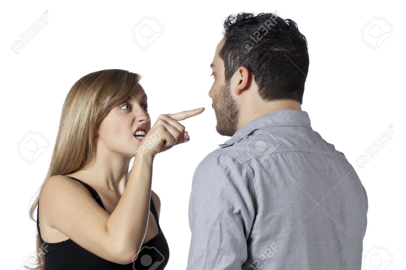 Between A Man and His Wife Who supposed To Be Fetching Water 17377343-image-of-a-husband-and-wife-quarreling-isolated-on-a-white-background