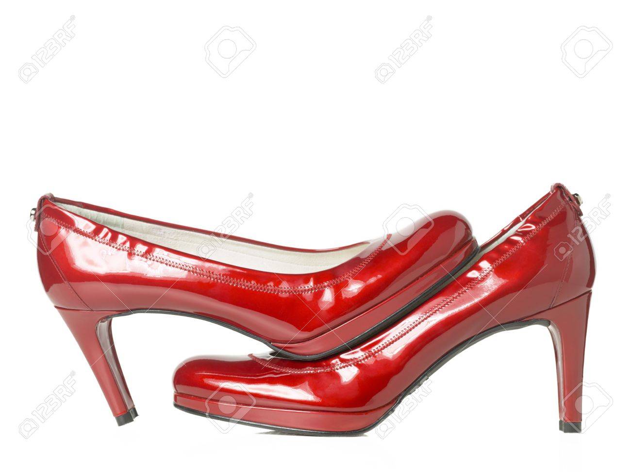 red leather stiletto shoes