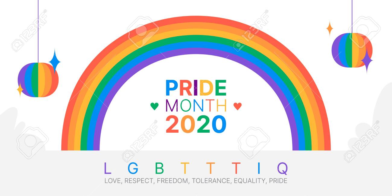 Pride Month 2020 June Vector Banner Template With The Lgbt Rainbow As A Symbol Of Lgbt