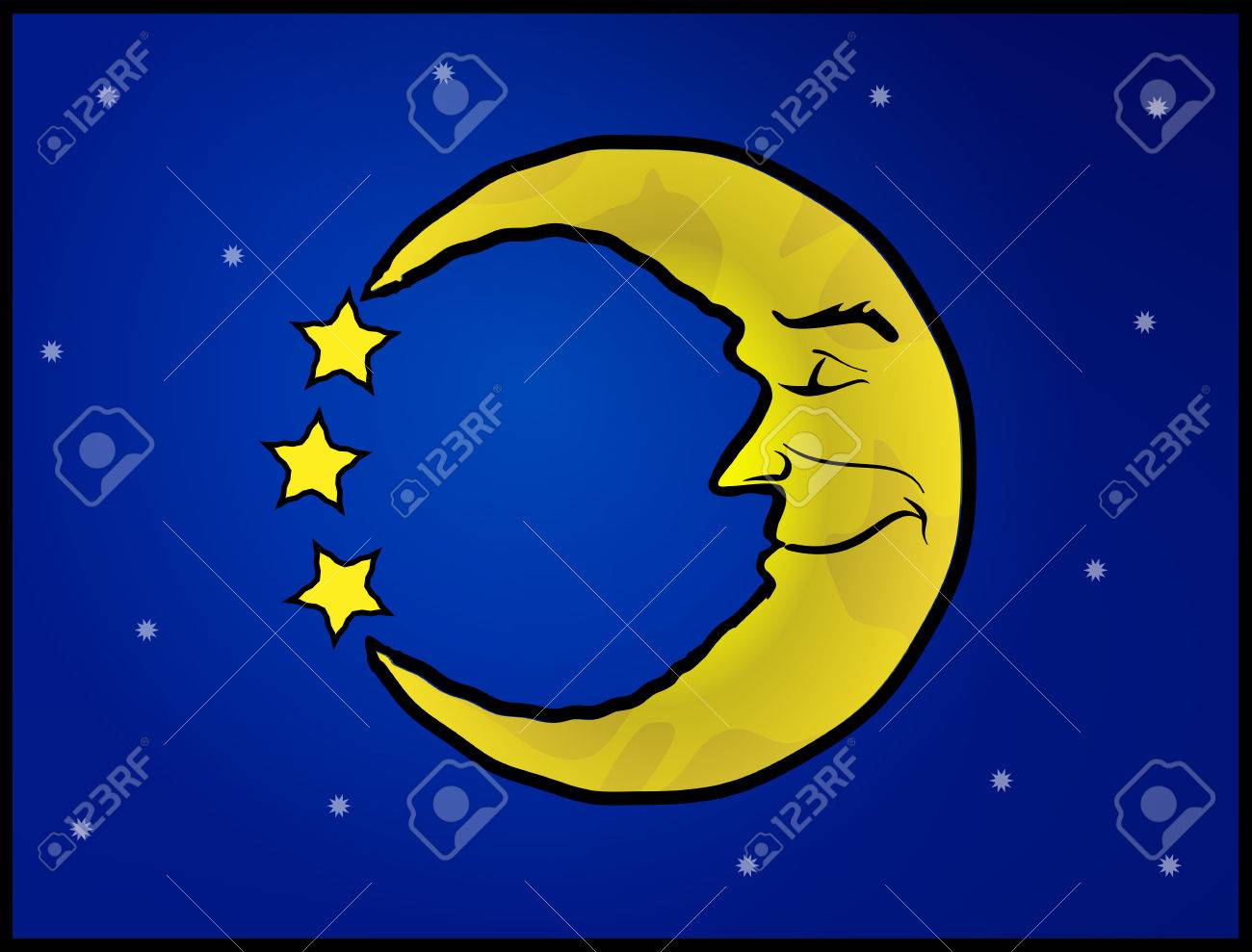 顔と星の三日月は Eu の旗を追跡空の形成 のイラスト素材 ベクタ Image