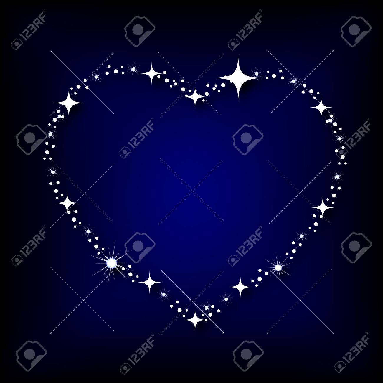 ベクトル アート イラストの夜空に星とハート。のイラスト素材