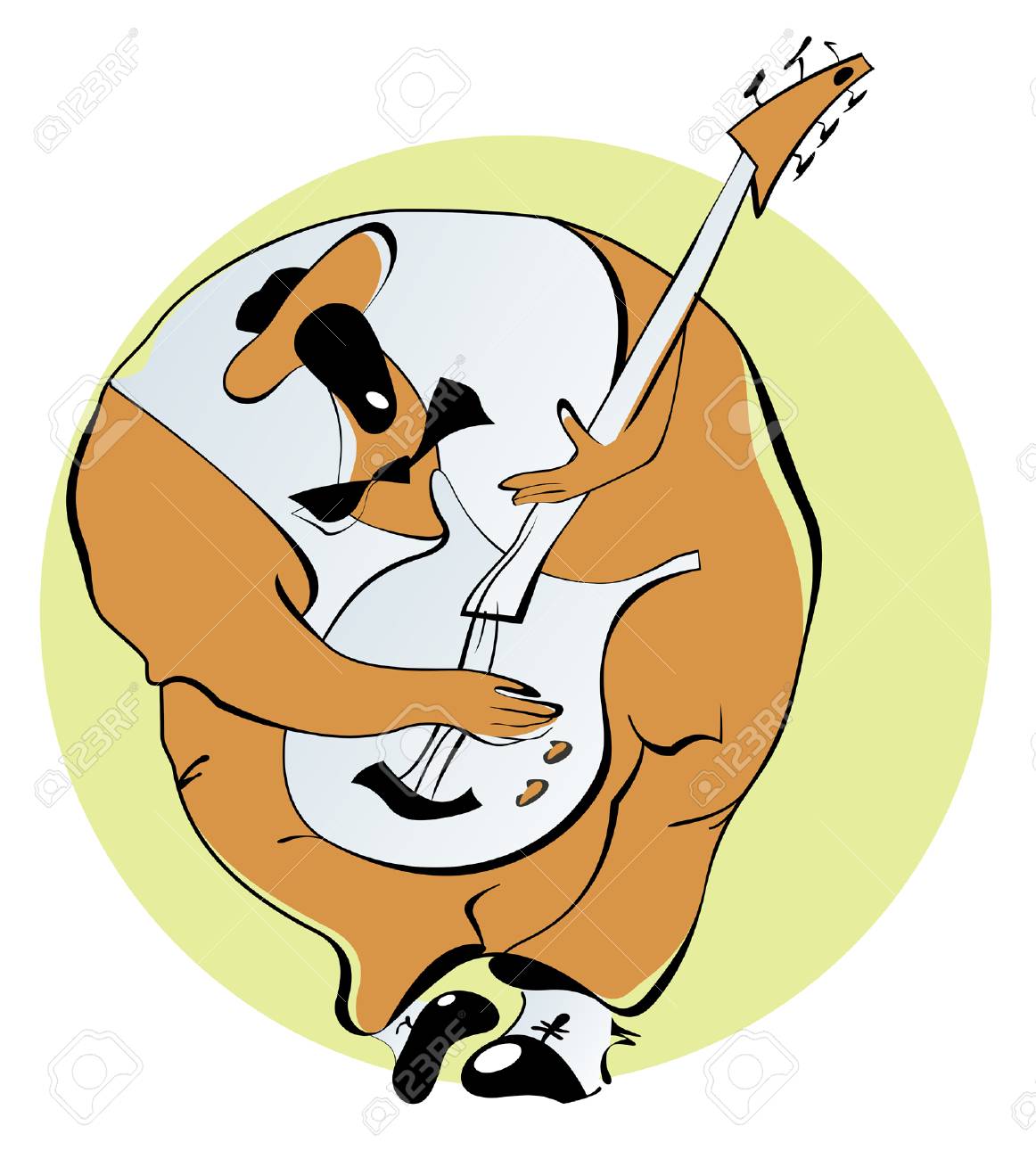 アフリカ系アメリカ人ジャズ男がギターを弾きのイラスト素材 ベクタ Image