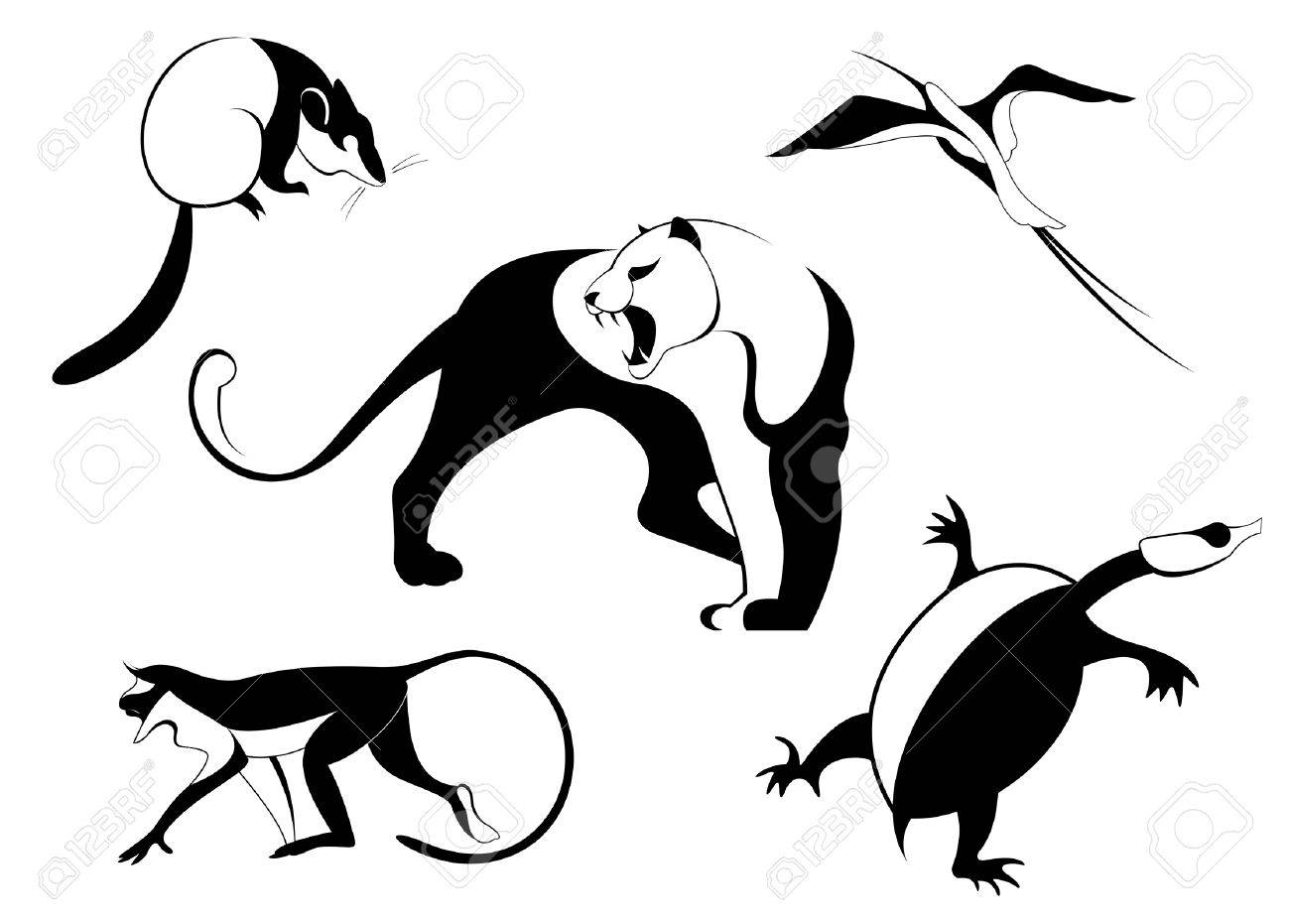 設計のための装飾動物のシルエット イラスト集 ロイヤリティフリー