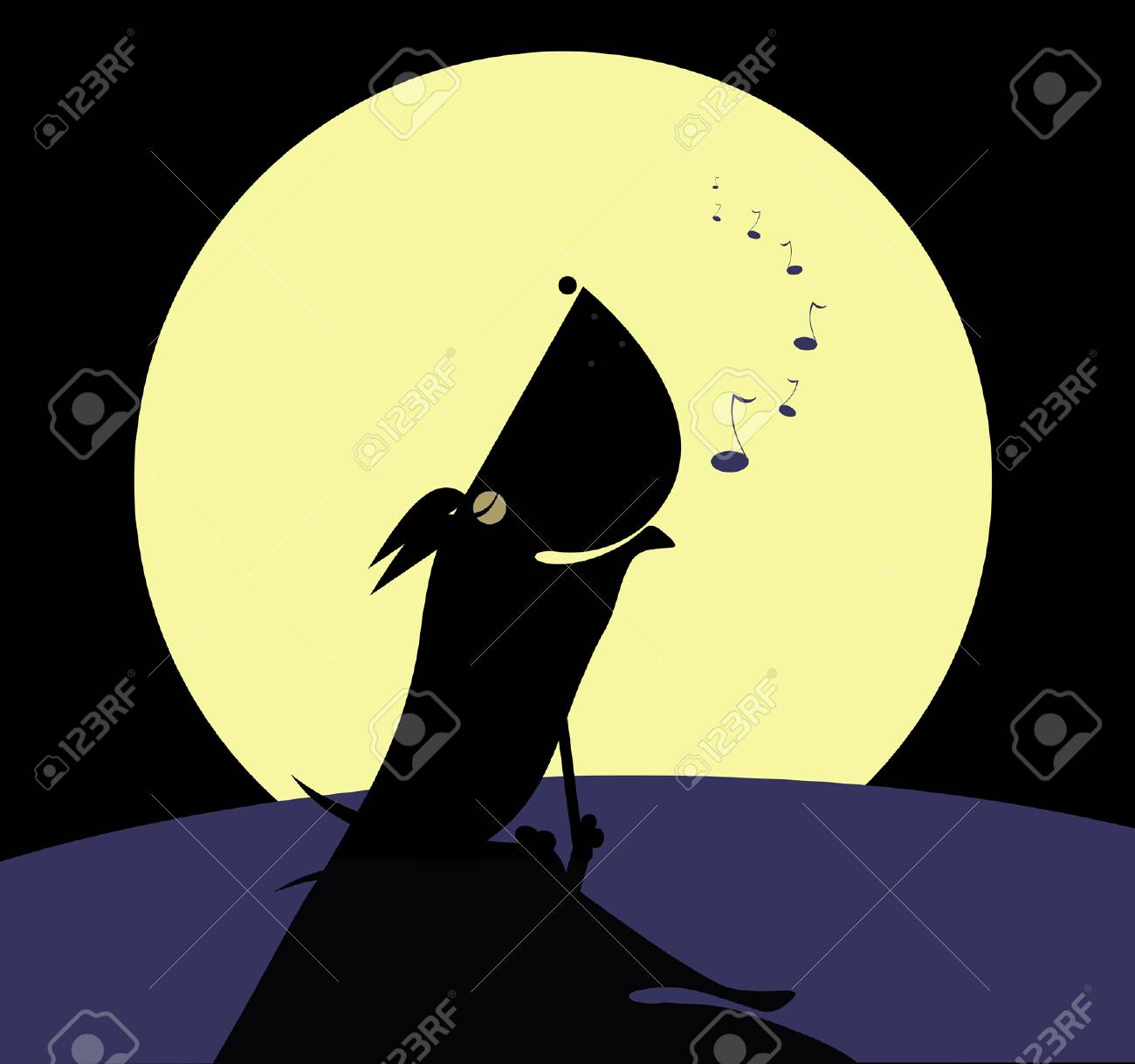 Hurlant Loup Ou Chien Loup Ou Un Chien Hurle à La Lune