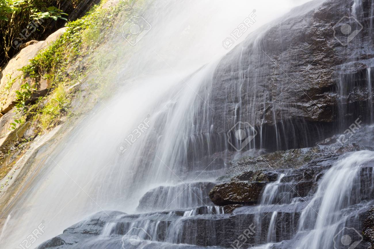 Water Falling To The Ground Floor At Mae Sa Waterfall Chiangmai