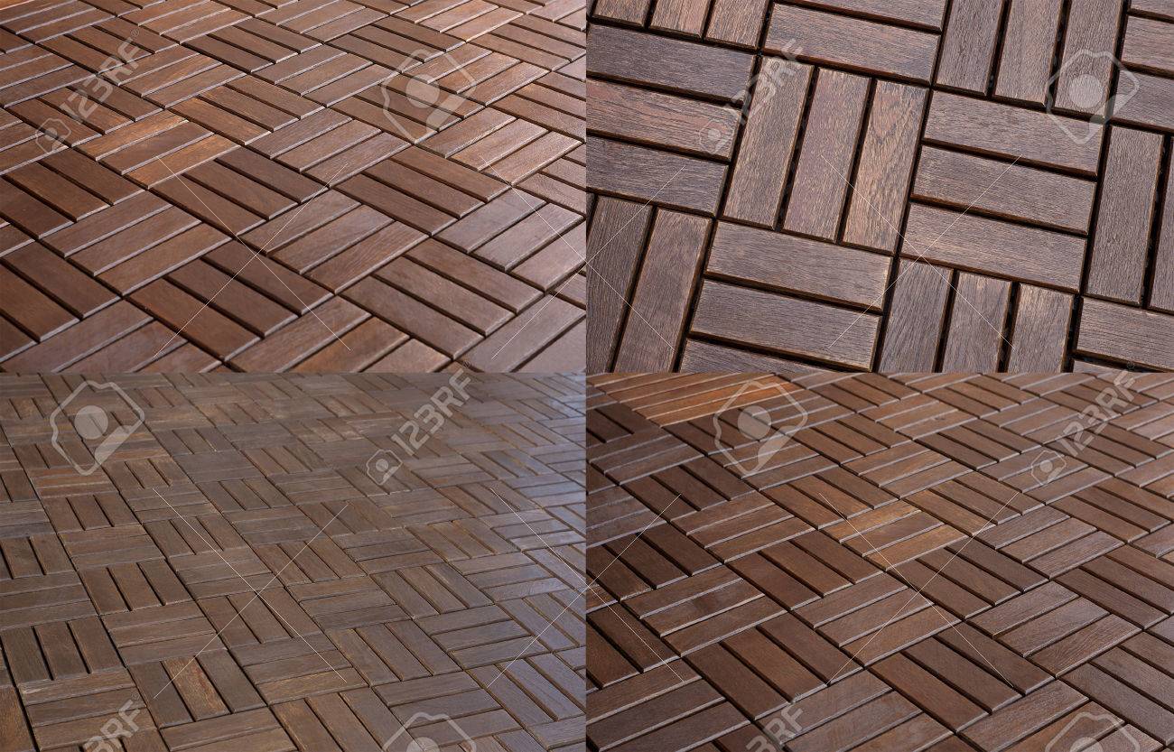 Texture Of Wooden Flooring Is Dark Brown Folded In A Staggered