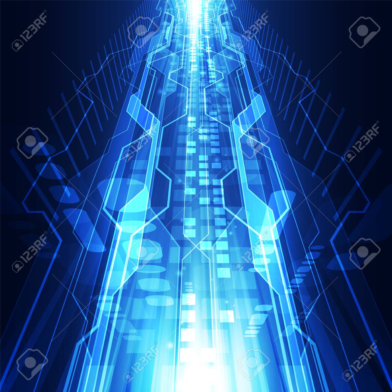 abstract vector futuristic blue connection high digital technology