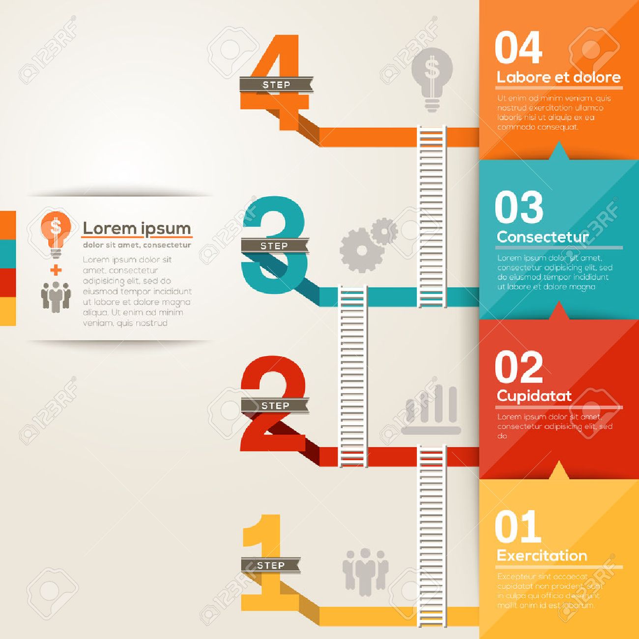 number 1234 step to success ladder with flat design layout royalty design layout