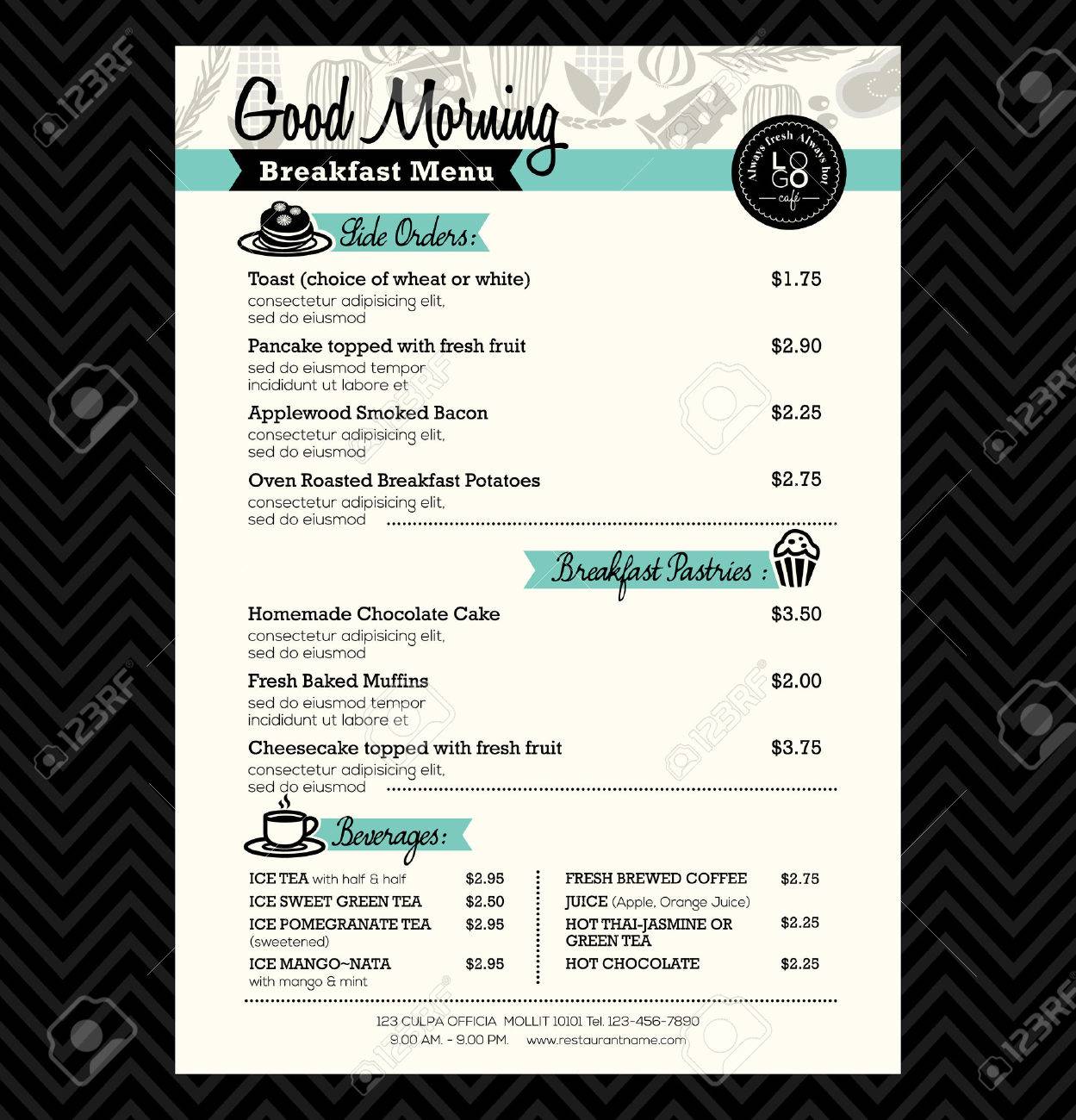 restaurant breakfast menu design template layout stock vector 30905361