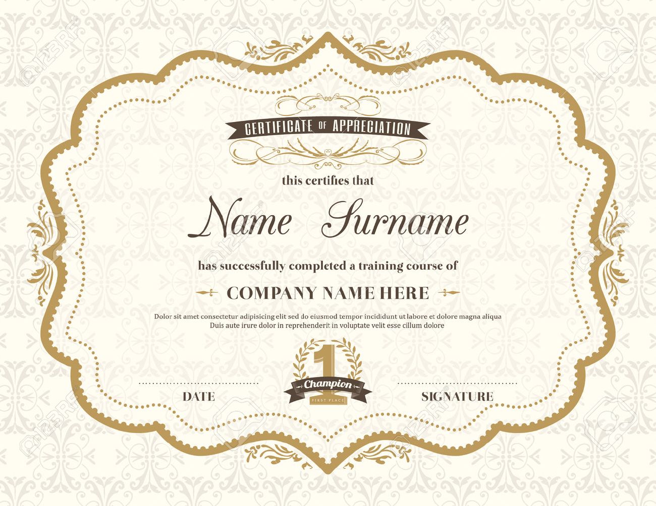 vintage retro frame certificate background design template royalty