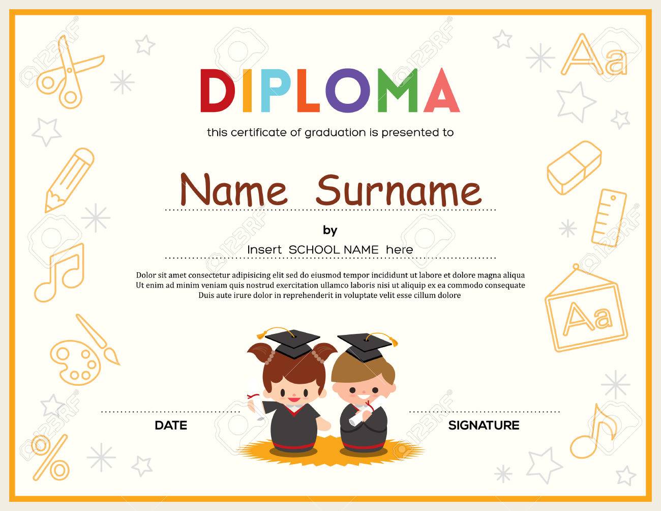 graduation certificate sample