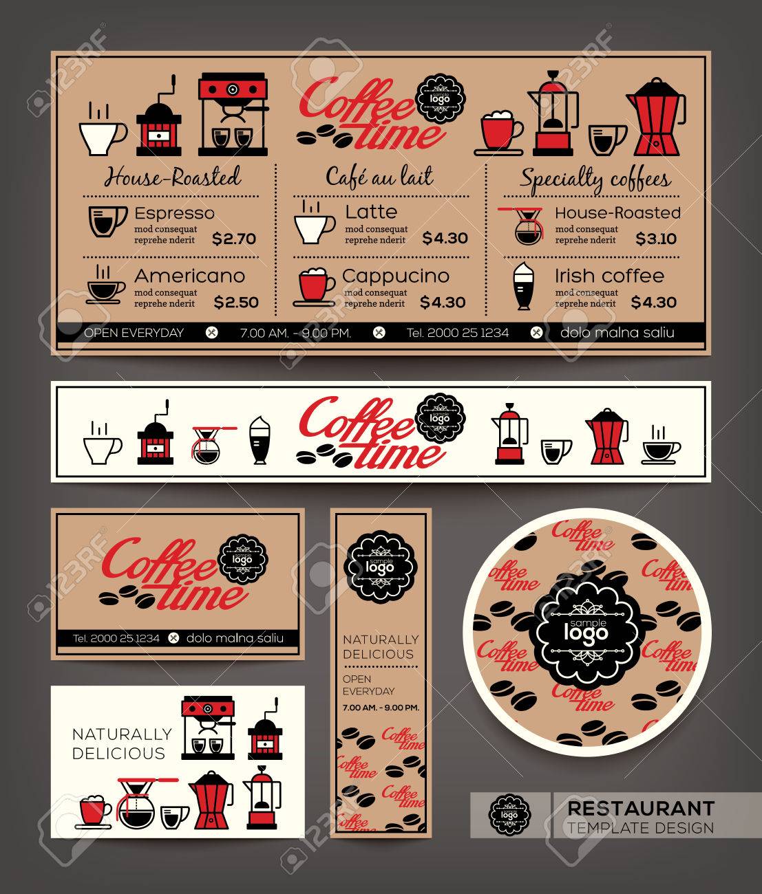 コーヒー ショップ カフェ メニュー グラフィック デザイン テンプレートの設定 のイラスト素材 ベクタ Image コーヒー ショップ カフェ メニュー グラフィック デザイン テンプレートの設定 のイラスト素材 ベクタ Image